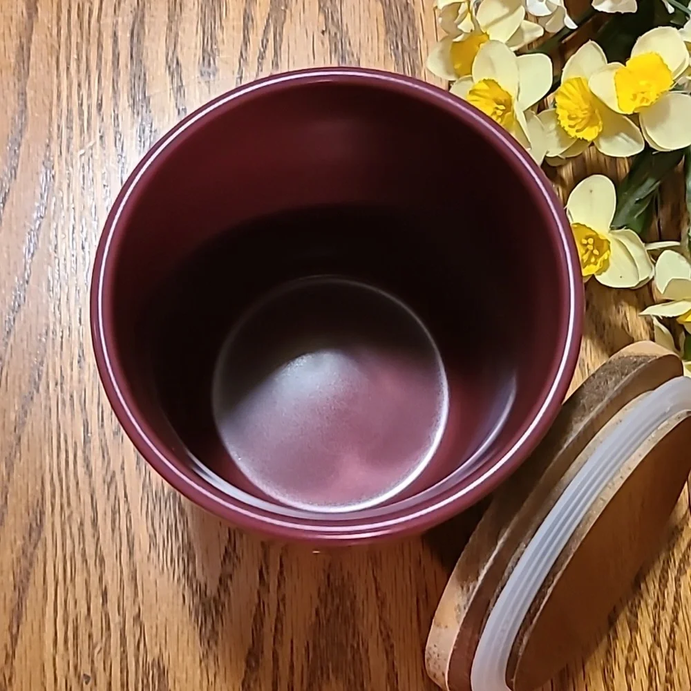 Rae Dunn COZY Canister With Wooded Lid